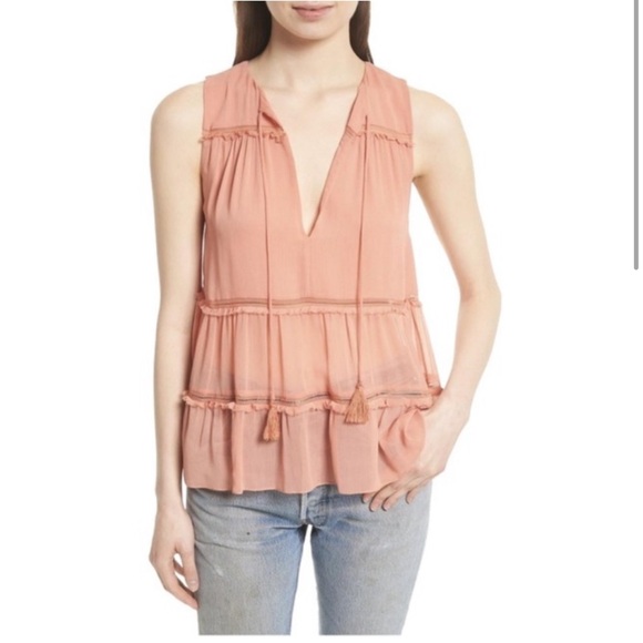 Alice + Olivia Tops - Alice + Olivia Massie Sleeveless V-Neck Boho Blouse Size Small